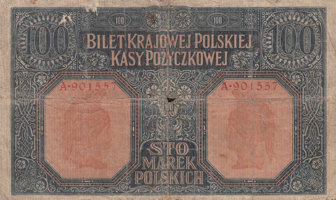 Back of Poland p15: 100 Marek from 1916