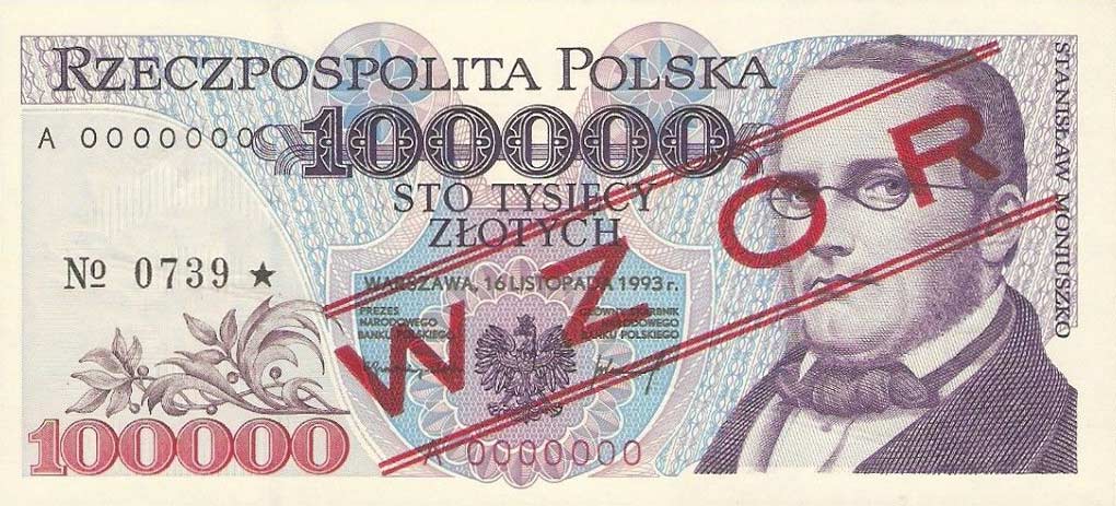 Front of Poland p160s: 100000 Zlotych from 1993