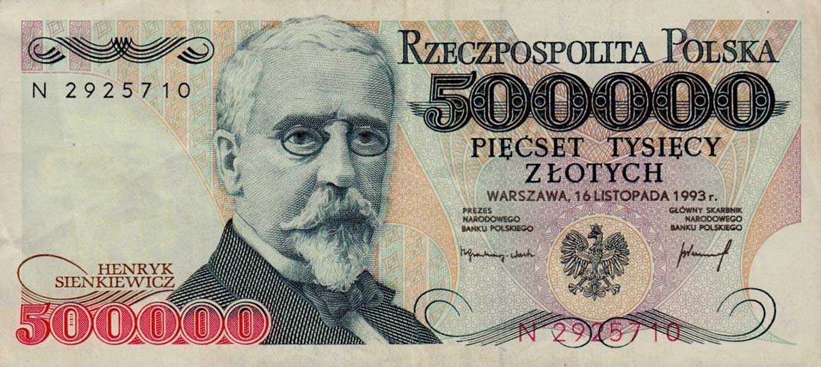 Front of Poland p161a: 500000 Zlotych from 1993