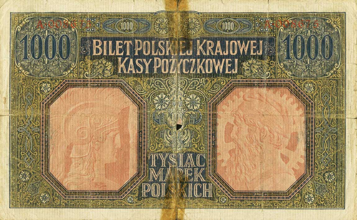 Back of Poland p16: 1000 Marek from 1917