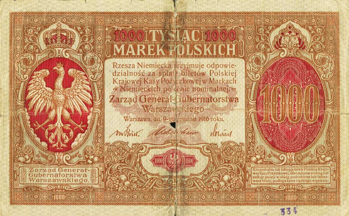 Front of Poland p16: 1000 Marek from 1917