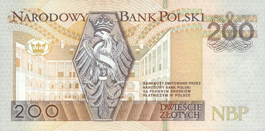 Back of Poland p177a: 200 Zlotych from 1994