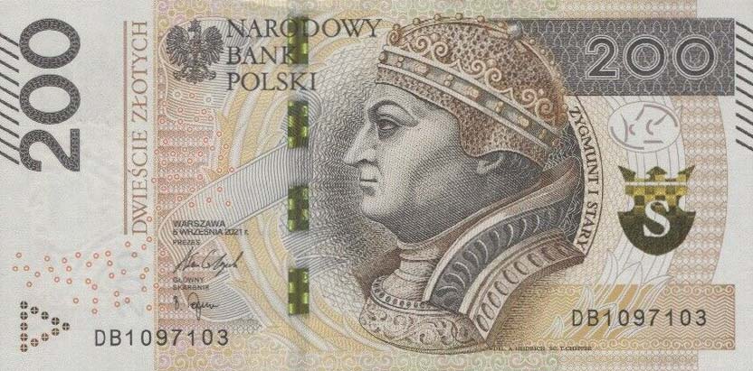 Front of Poland p189b: 200 Zlotych from 2021