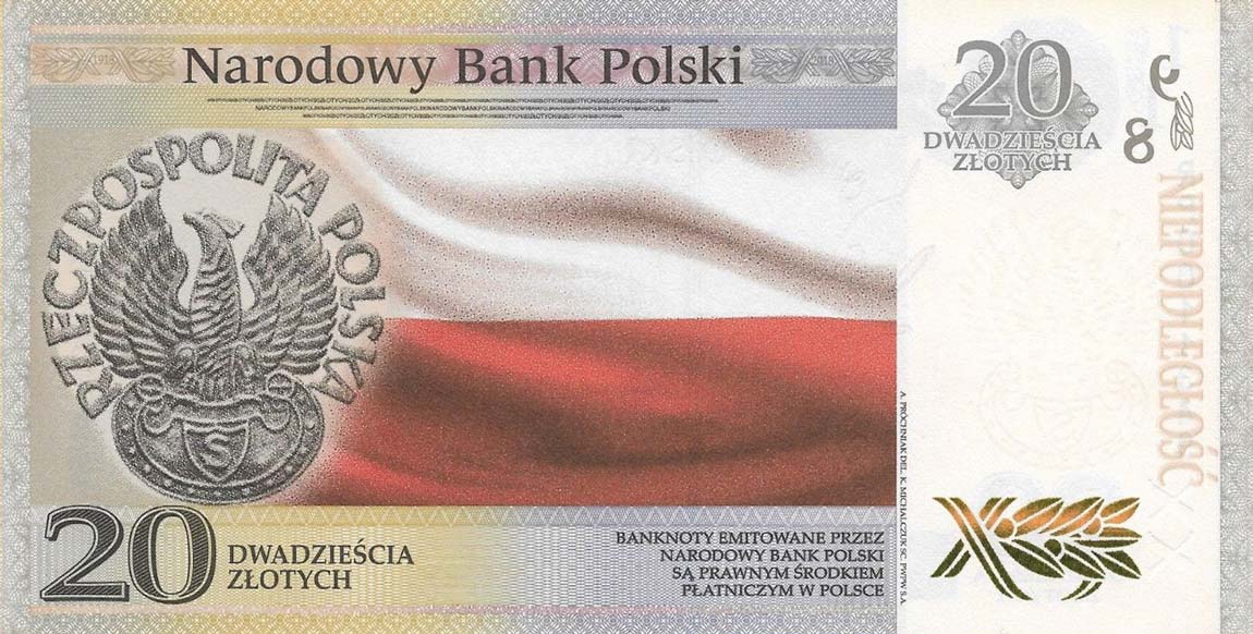 Back of Poland p192a: 20 Zlotych from 2018