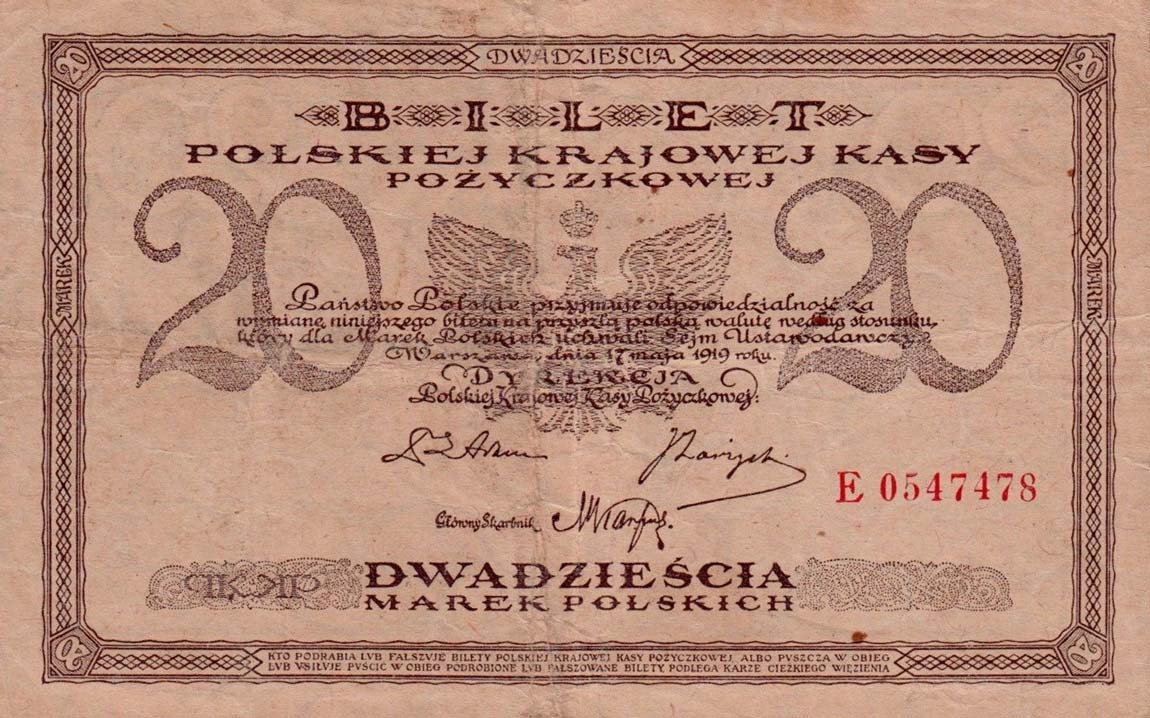 Front of Poland p21: 20 Marek from 1919