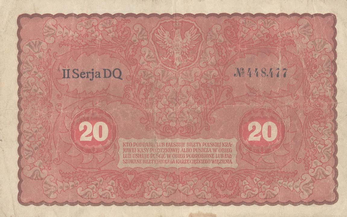 Back of Poland p26: 20 Marek from 1919