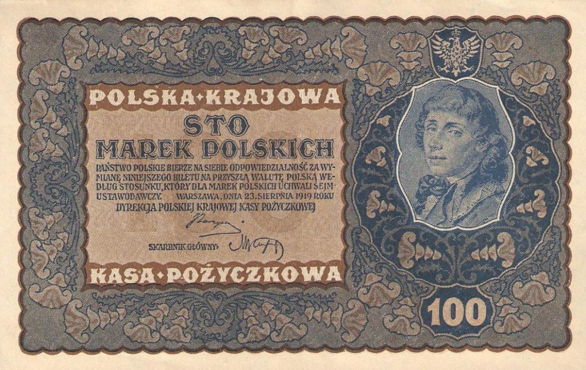 Front of Poland p27: 100 Marek from 1919