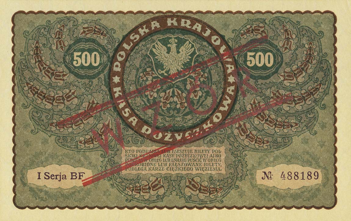 Back of Poland p28s: 500 Marek from 1919