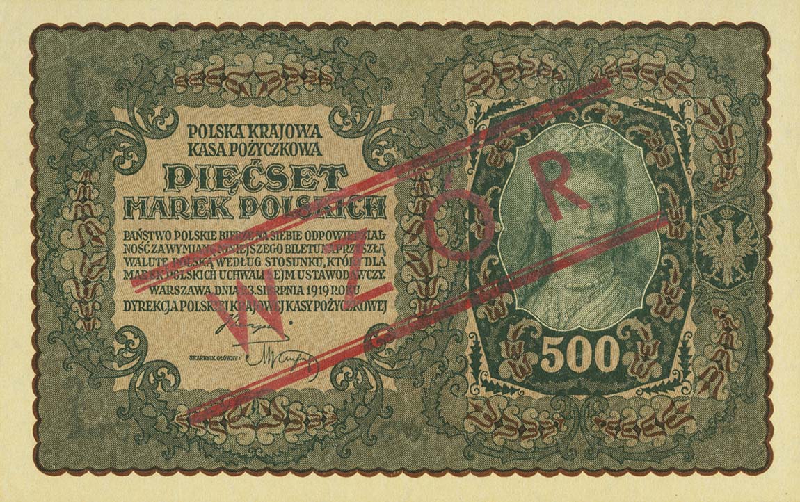 Front of Poland p28s: 500 Marek from 1919