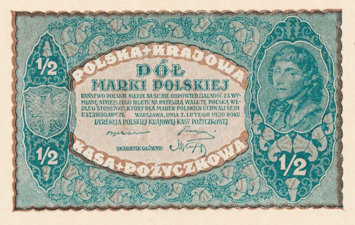 Front of Poland p30: 0.5 Marki from 1920