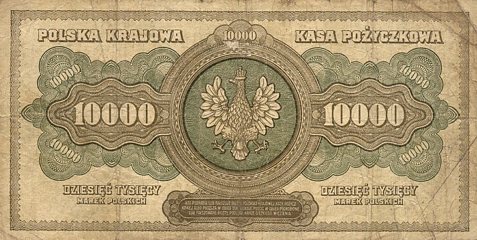 Back of Poland p32a: 10000 Marek from 1922