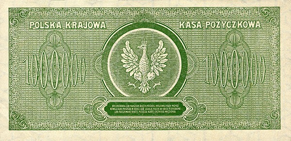 Back of Poland p37: 1000000 Marek from 1923