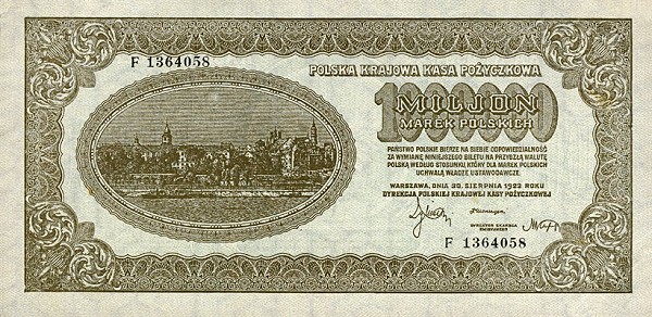 Front of Poland p37: 1000000 Marek from 1923