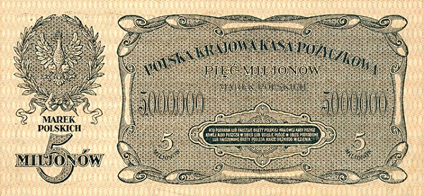 Back of Poland p38a: 5000000 Marek from 1923