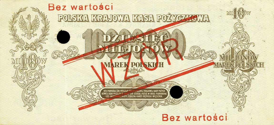 Back of Poland p39s: 10000000 Marek from 1923