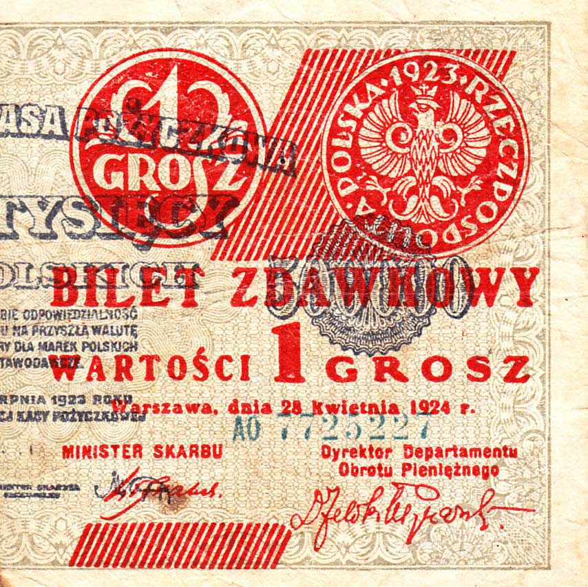 Front of Poland p42b: 1 Grosz from 1924