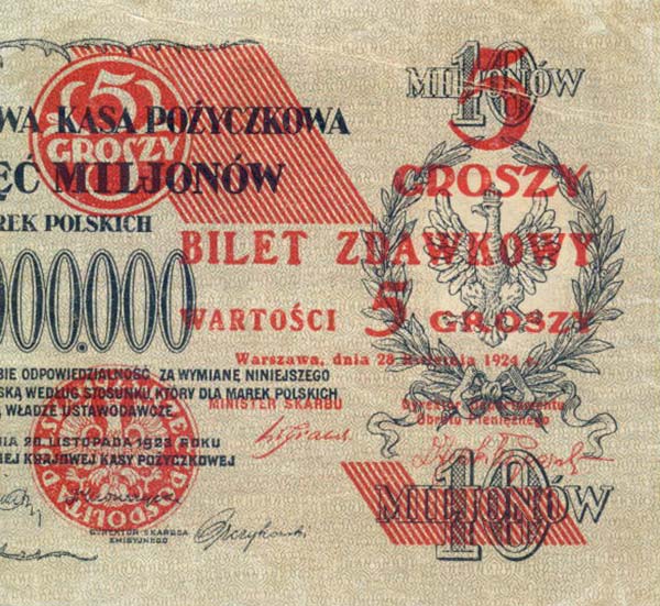 Front of Poland p43b: 5 Groszy from 1924