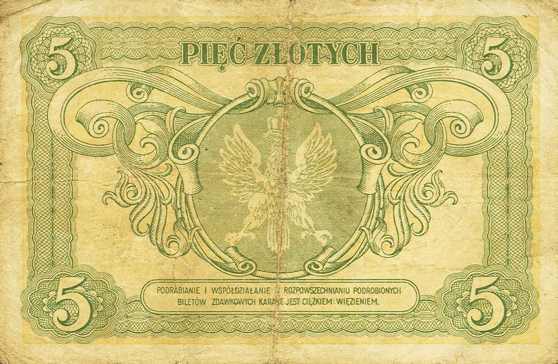 Back of Poland p48: 5 Zlotych from 1925