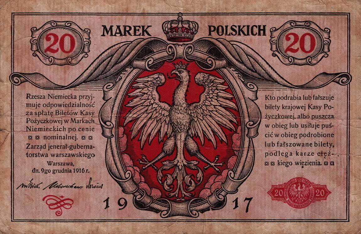 RealBanknotes.com > Poland p4a: 20 Marek from 1917