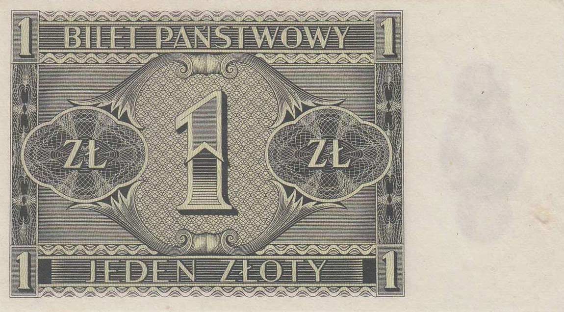 Back of Poland p50: 1 Zloty from 1938