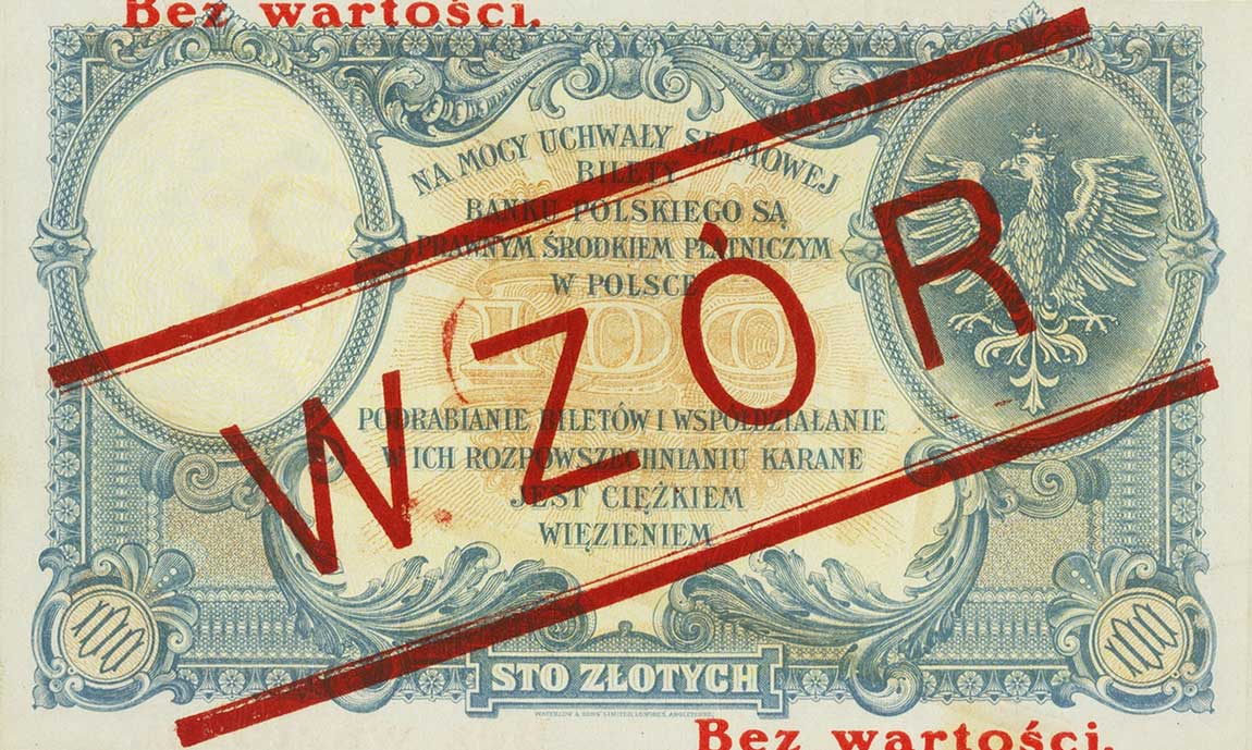 Back of Poland p57s: 100 Zlotych from 1919