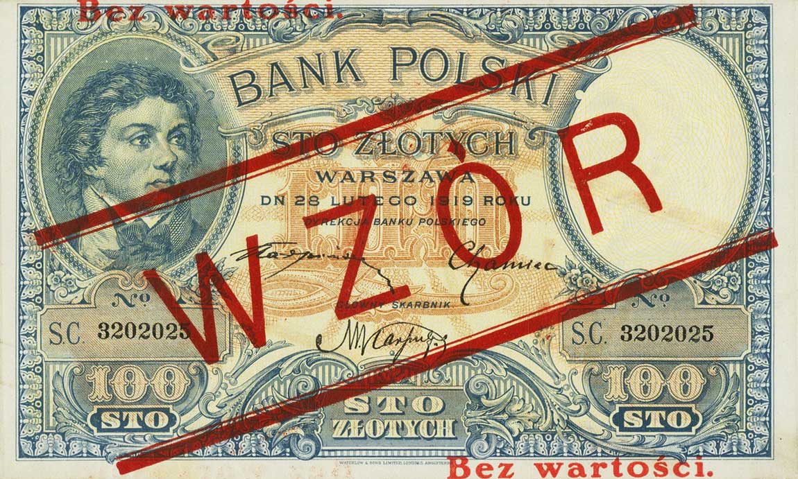 Front of Poland p57s: 100 Zlotych from 1919