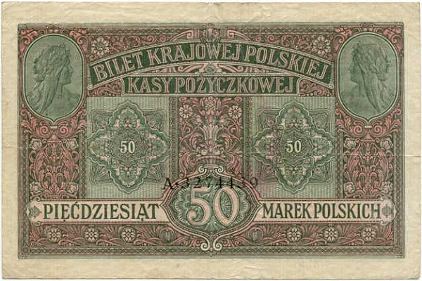 Back of Poland p5: 50 Marek from 1917