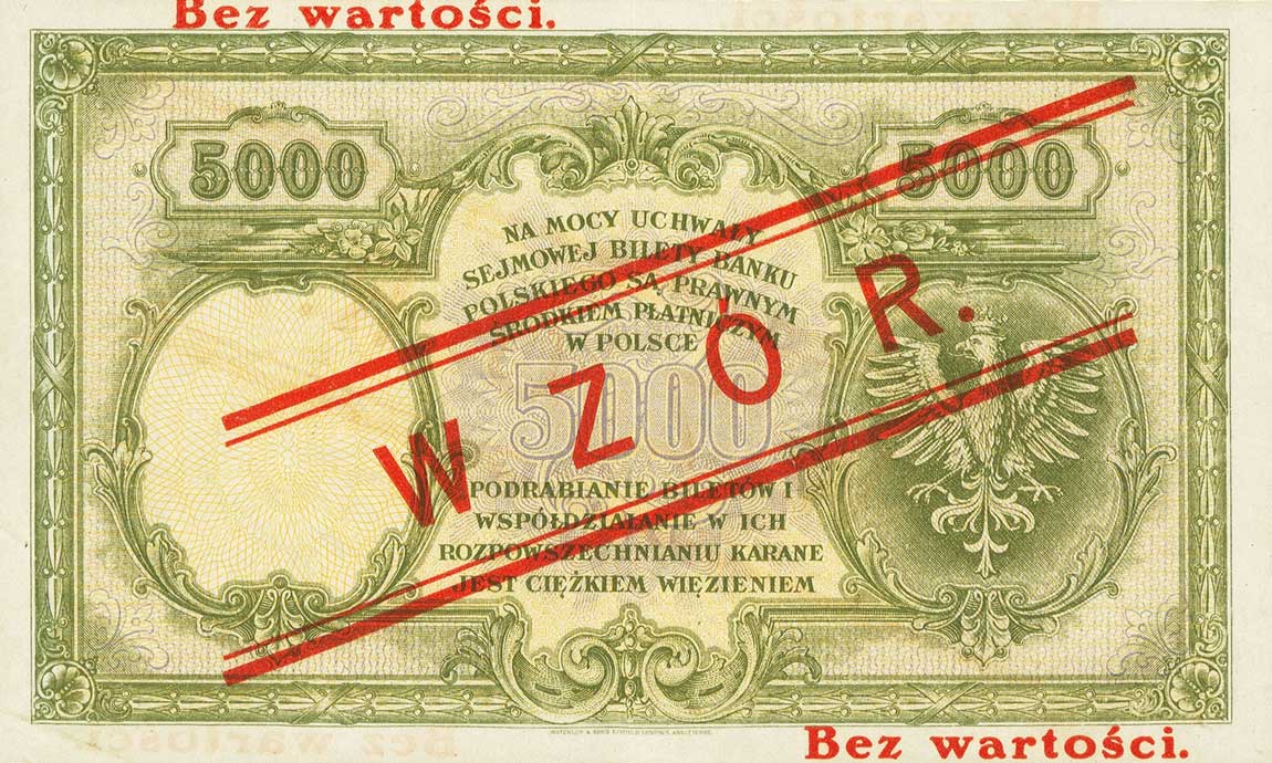 Back of Poland p60: 5000 Zlotych from 1919