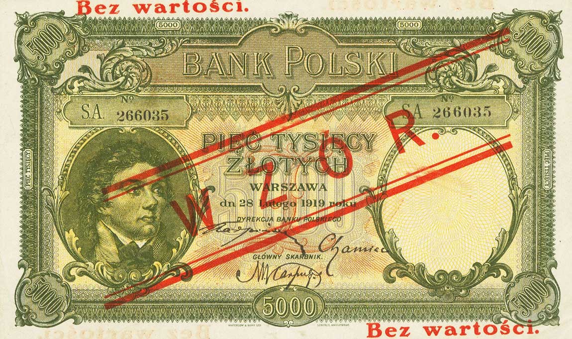 Front of Poland p60: 5000 Zlotych from 1919