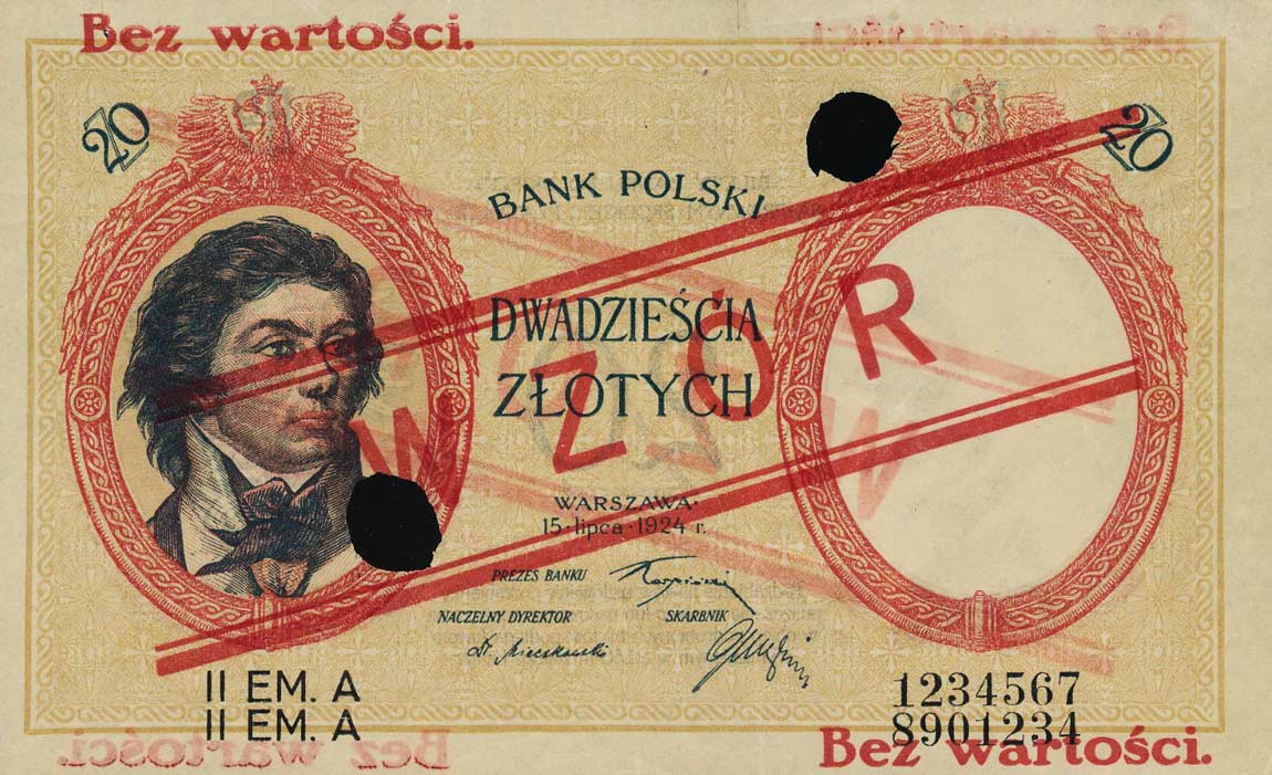 Front of Poland p63s: 20 Zlotych from 1924