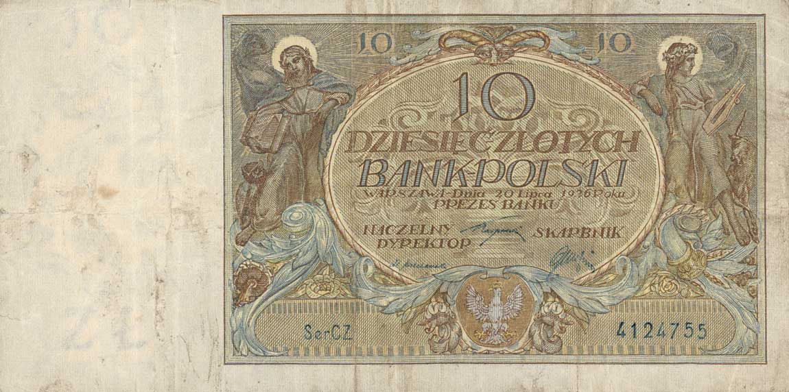 Front of Poland p65a: 10 Zlotych from 1926