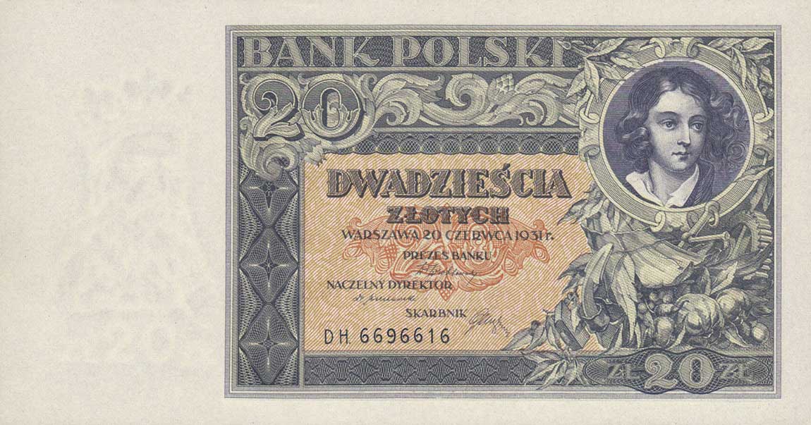 Front of Poland p73a: 20 Zlotych from 1931