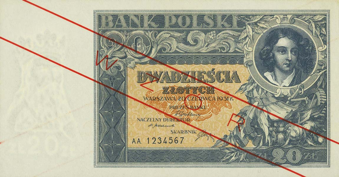 Front of Poland p73s: 20 Zlotych from 1931