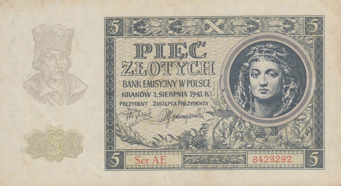 Front of Poland p93a: 5 Zlotych from 1940