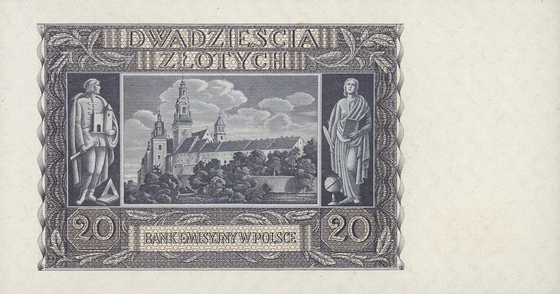 Back of Poland p95: 20 Zlotych from 1940