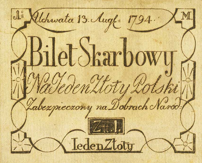 Front of Poland pA10: 1 Zloty from 1794