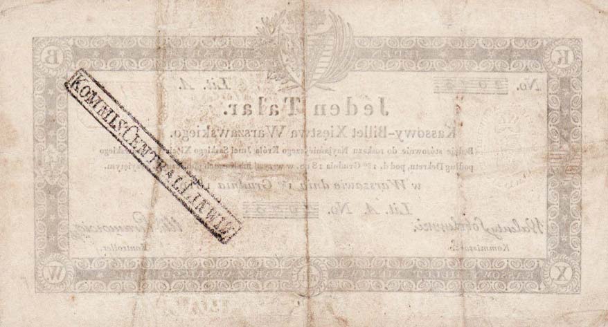 Back of Poland pA12: 1 Talar from 1810