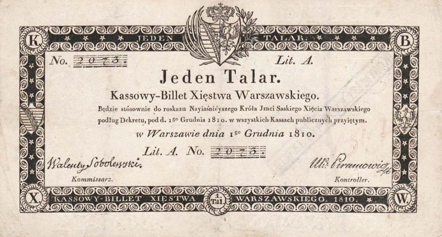 Front of Poland pA12: 1 Talar from 1810