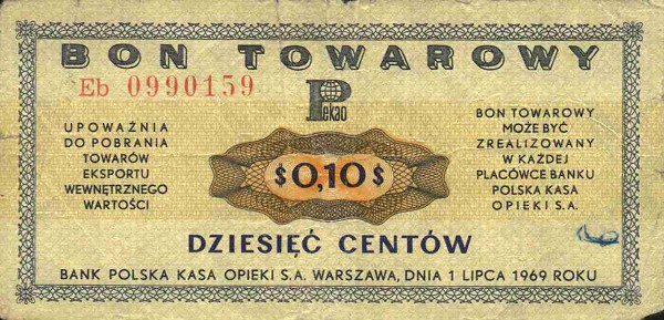 Front of Poland pFX24: 10 Cents from 1969