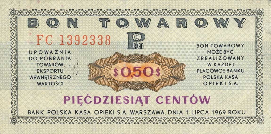 Front of Poland pFX26: 50 Cents from 1969