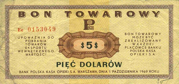 Front of Poland pFX29: 5 Dollars from 1969