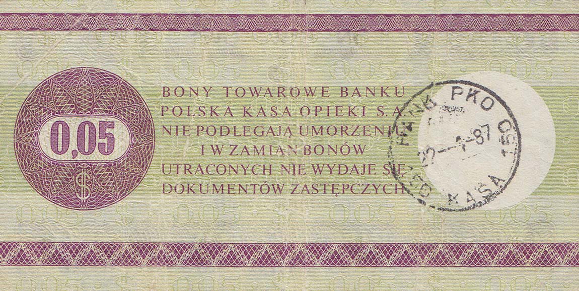 Back of Poland pFX36: 5 Cents from 1979