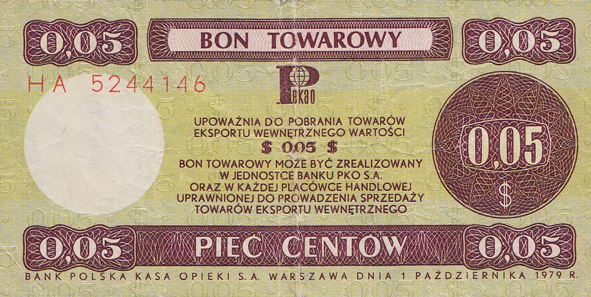 Front of Poland pFX36: 5 Cents from 1979