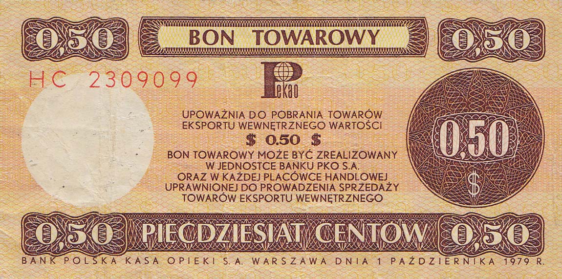 Front of Poland pFX39: 50 Cents from 1979