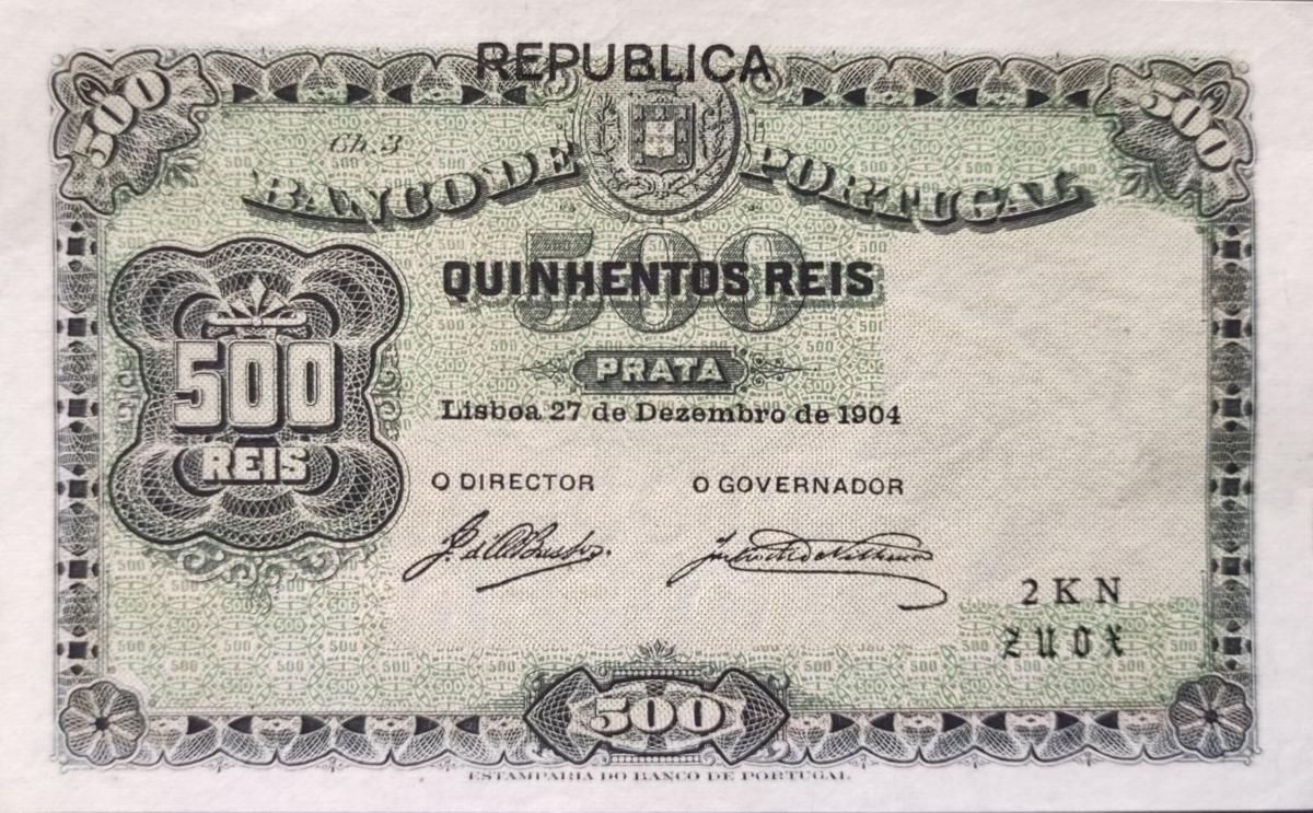 Front of Portugal p105a: 500 Reis from 1917