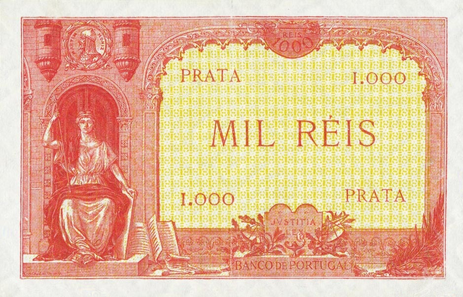 Back of Portugal p106: 1 Mil Reis from 1917