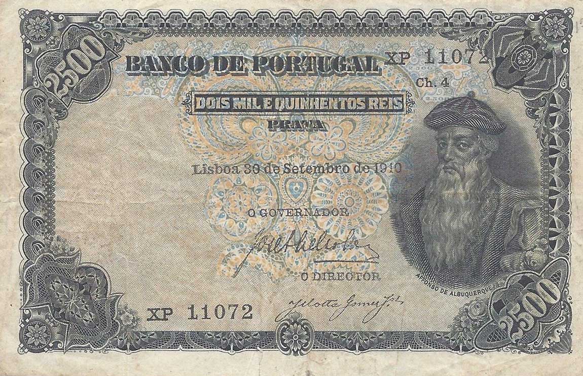 Front of Portugal p107a: 2.5 Mil Reis from 1916