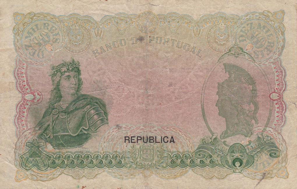 Back of Portugal p108a: 10 Mil Reis from 1910