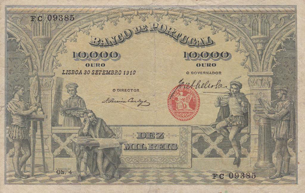 Front of Portugal p108a: 10 Mil Reis from 1910