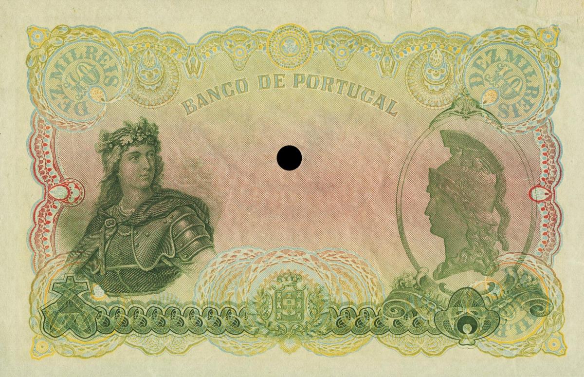 Back of Portugal p108r: 10 Mil Reis from 1908